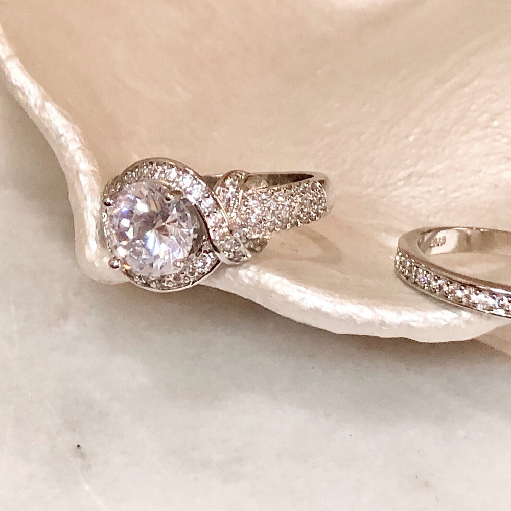 .925 Sterling Silver Engagement Wedding Rings 6.5 - Picture 8 of 10